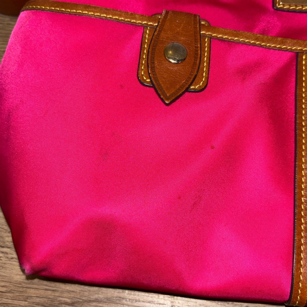 Dooney & Bourke Women’s Pink Shoulder Tote Bag with Brown Leather Trim - Picture 9 of 12